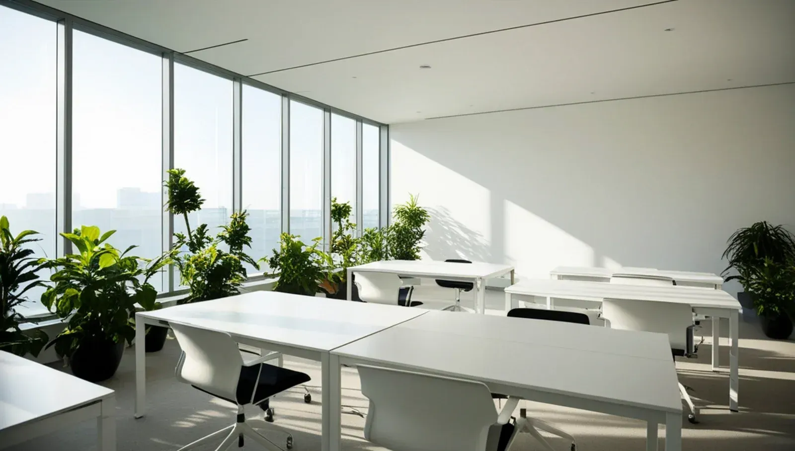 Living wall of lush green plants with pops of pink flowers.