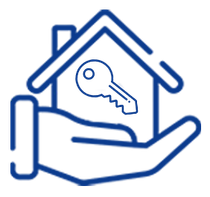 A hand is holding a house with a key inside of it.