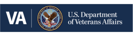 VA and U.S. Department of Veterans Affairs seal on a dark blue banner with white text