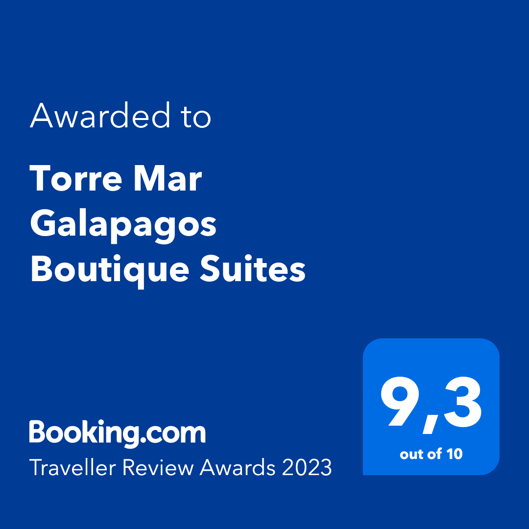 A blue sign that says awarded to torre mar galapagos boutique suites