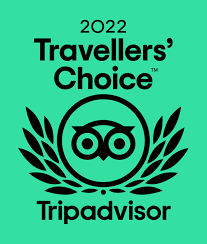 The travelers choice tripadvisor logo is green and black.
