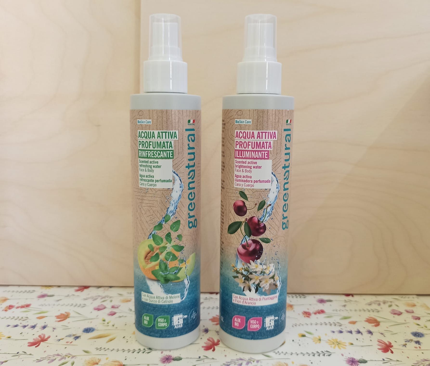 Greenatural Acqua attiva profumata da Airone a Poggibonsi Siena. ideale per rinfrescare la pelle del viso e del corpo dal caldo estivo. Rinfrescante o illuminante.