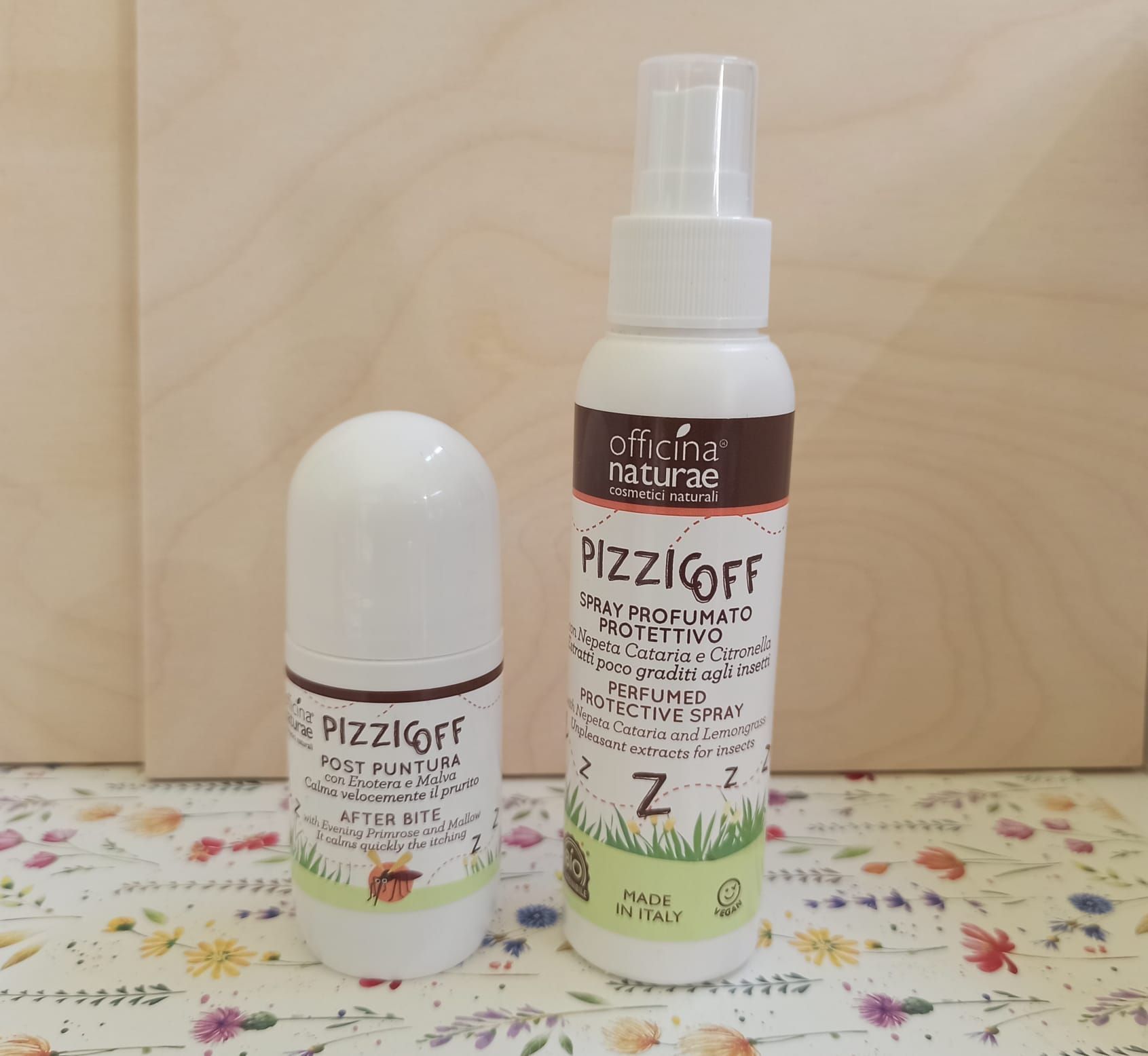 Officina Naturae da Airone a Poggibonsi Siena. linea naturale contro le punture di insetti con Nepeta Cataria, Citronella, Enotera e Malva.
Spray profumato protettivo e roll on post puntura.