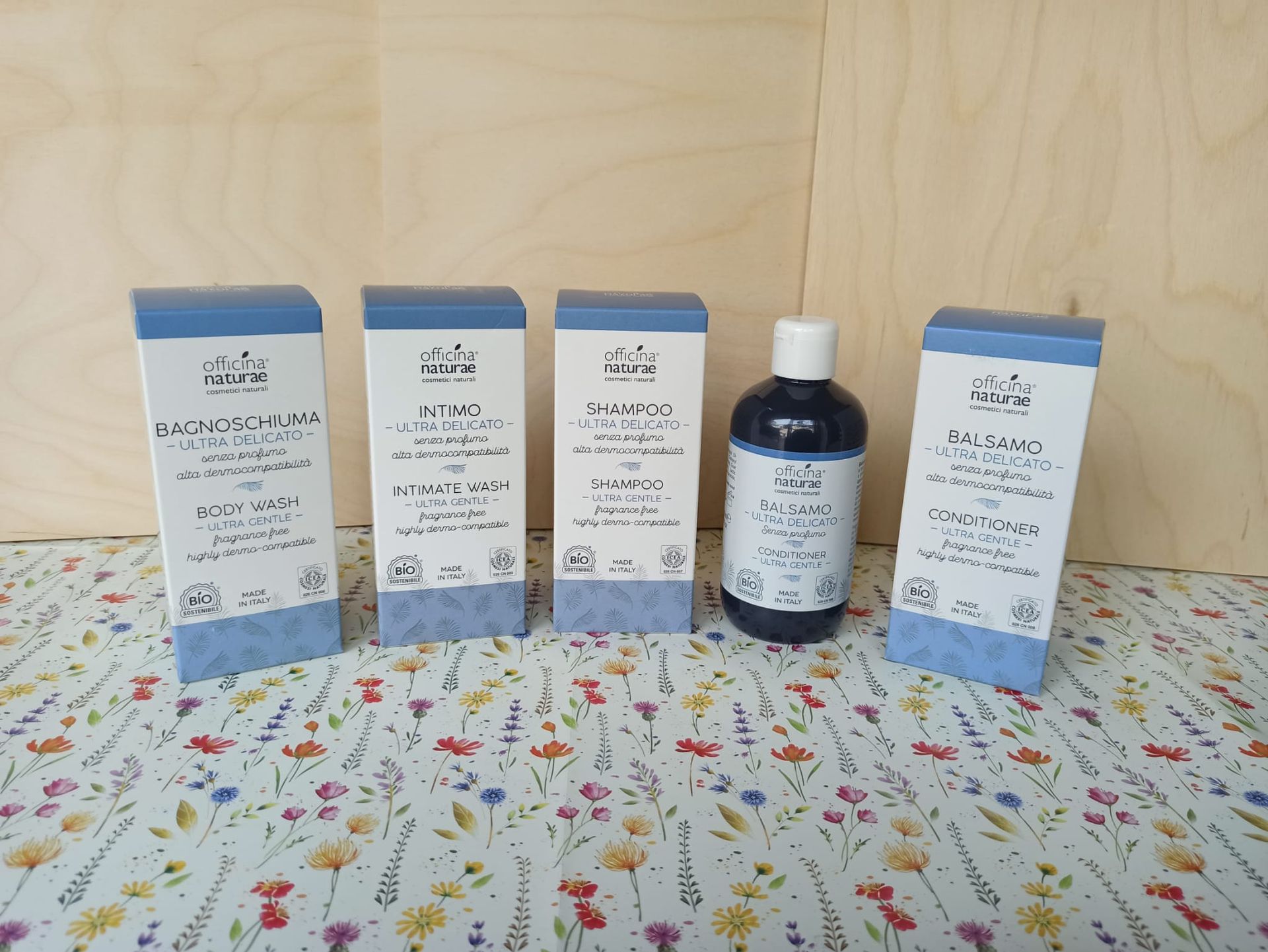 Officina Naturae linea Ultra Delicato.   senza profumo, 0% solfati, alta dermocompatibilità. Utile in caso di Sensibilità Chimica Multipla (MCS). Bagnoschiuma, detergente intimo, shampoo e balsamo.