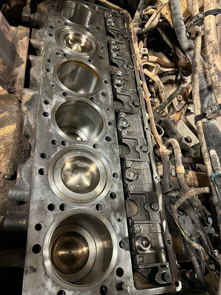 A close up of a cylinder block of a diesel engine.