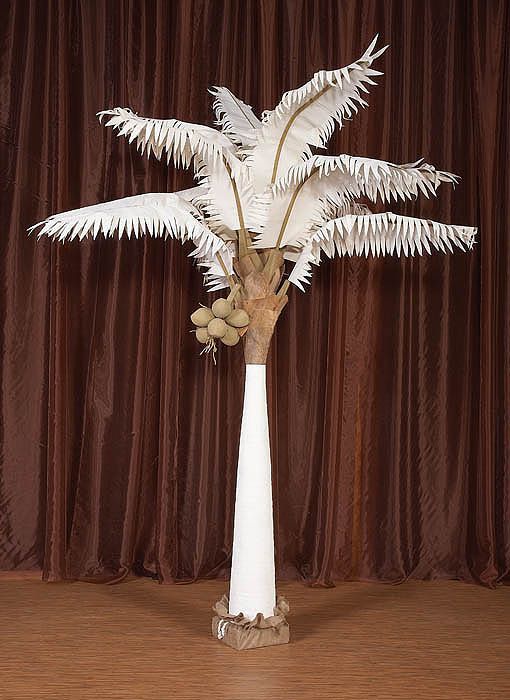 9' White silk coconut palm. Ready for vase or basket (not included)