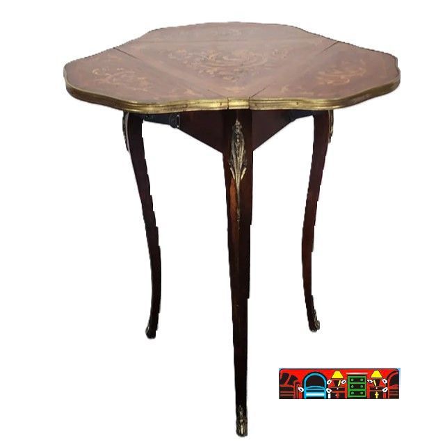 20th Century French Louis XV Satinwood Inlay Triple Drop Leaf Side Table is available at Bratz-CFW in Fort Myers, FL.