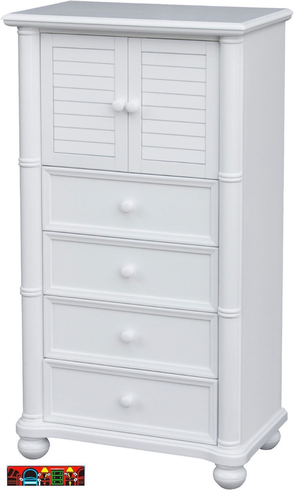 Beachfront Gentemans Chest / Lingerie Chest, crafted from solid wood, featuring a white finish. Available at Bratz-CFW in Fort Myers FL