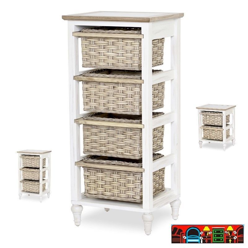 Island Breeze Storage Cabinets, featuring wood and wicker with a glass top, in distressed white and light brown, are available at Bratz-CFW in Fort Myers, FL.