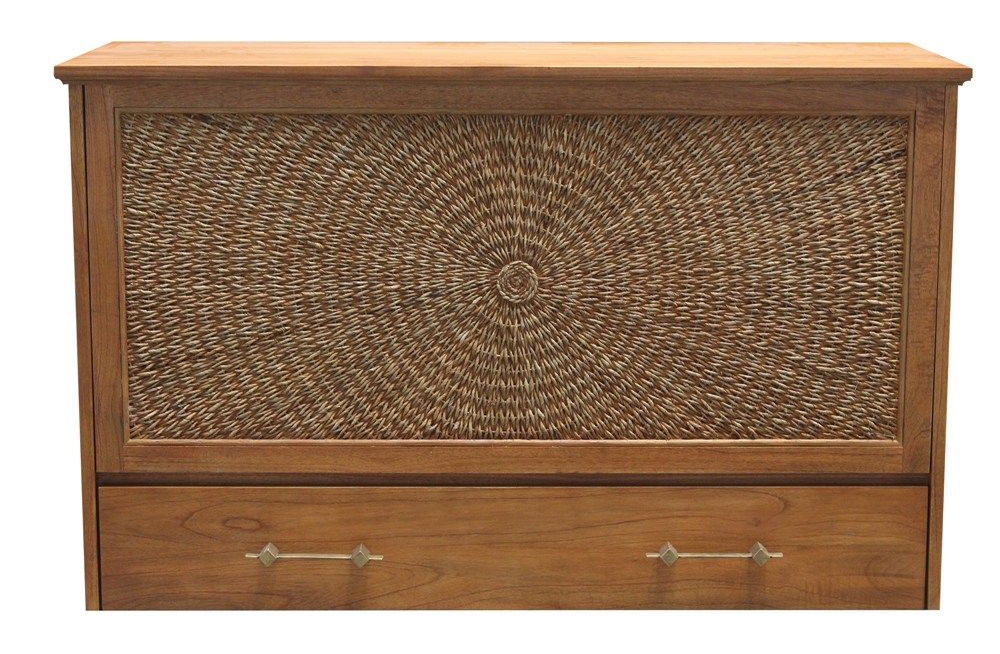woven front honey finish cabinet bed