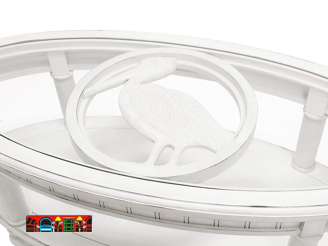 If you're searching for a white, round pelican insert for an occasional table, there are options such as the Monaco Round End Table with Pelican Insert in White available for purchase.