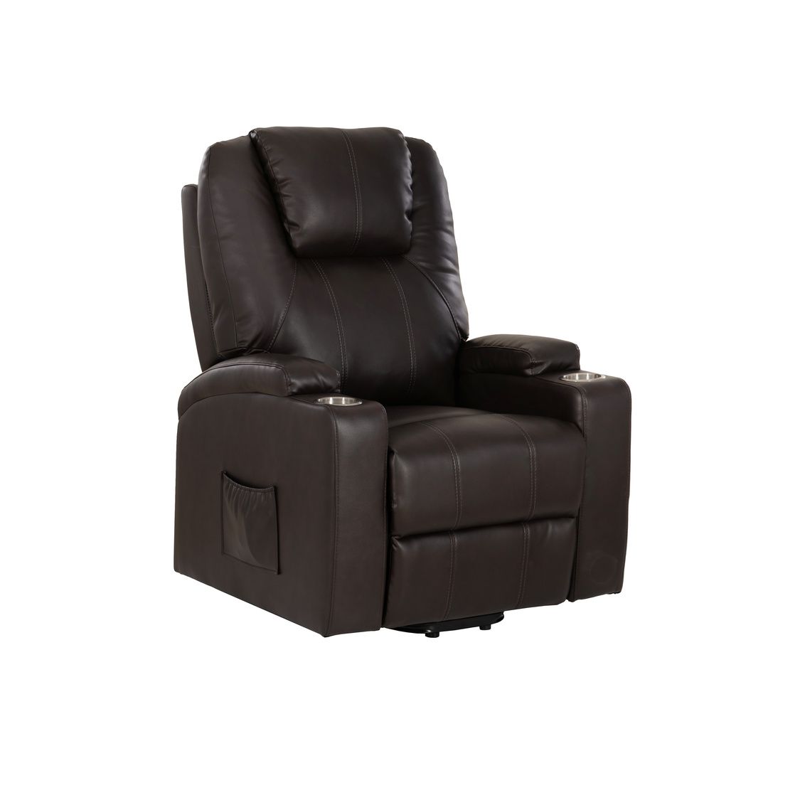 New hi-back chocolate brown power lift recliner with pocket