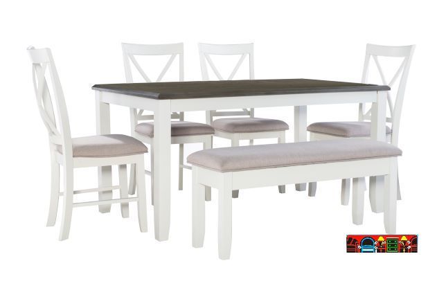 new white table with brown top & 4 side chairs for sale at bratz-cfw/fort myers fl.
