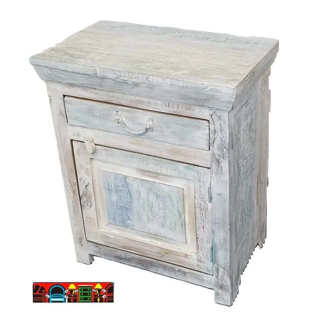 new whitewash reclaimed wood 1 drawer 1 door nightstand for sale at bratz-cfw/fort myers fl.