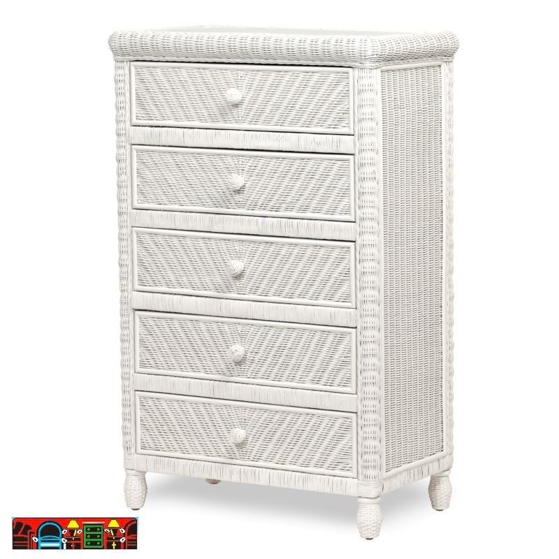 The Santa Cruz white wicker bedroom Chest is available at Bratz Consignment Furniture Warehouse in Fort Myers, FL.
