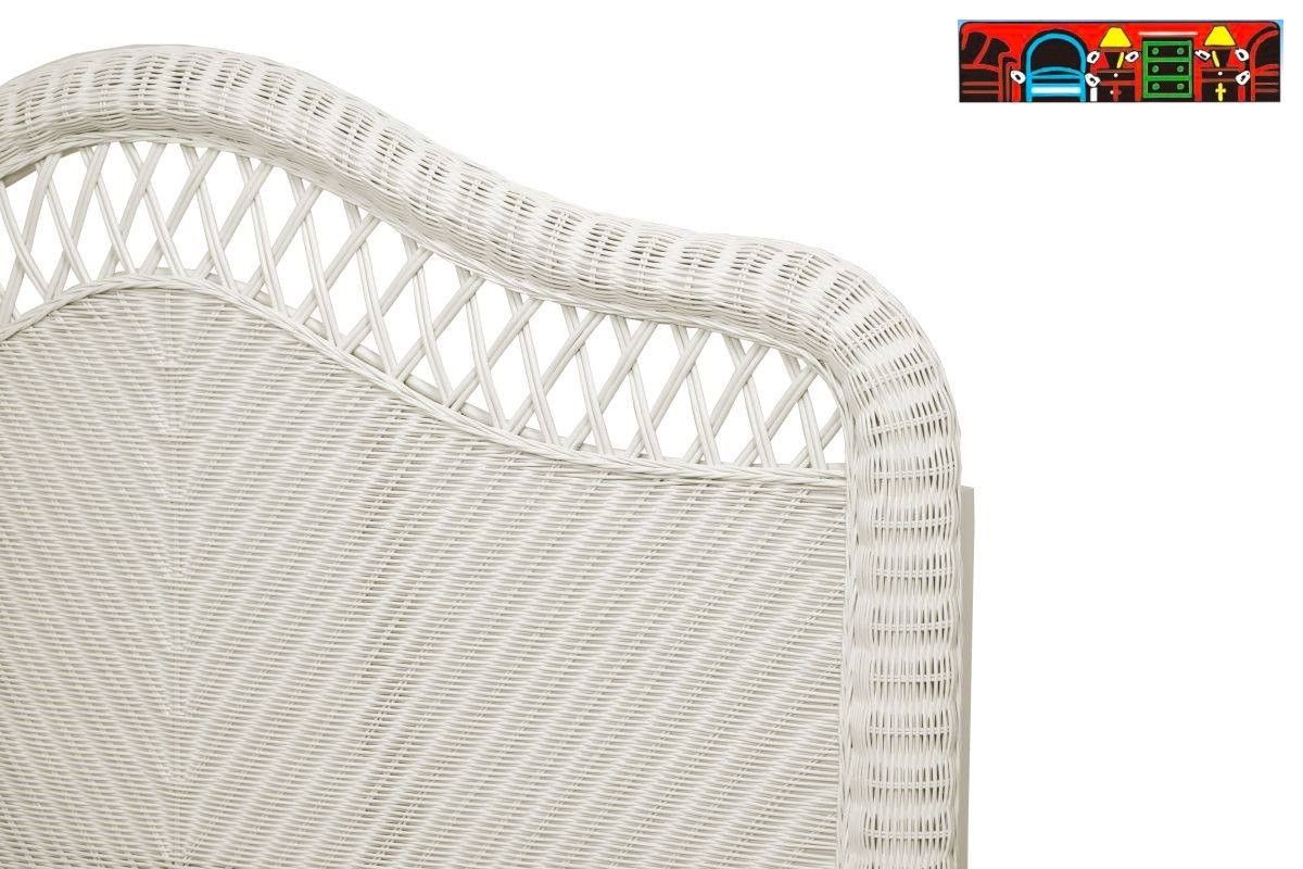 The Santa Cruz white wicker bedroom headboard is available at Bratz Consignment Furniture Warehouse in Fort Myers, FL. (close-up).