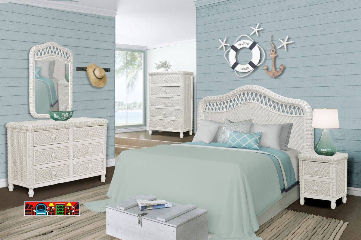 Santa Cruz White Wicker Bedroom Set available at Bratz-CFW in Fort Myers, FL. For pricing, please refer to their website or contact them directly.