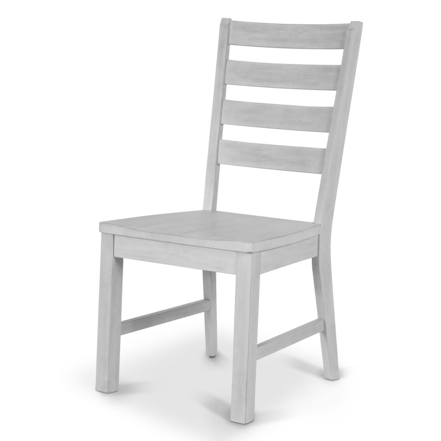 distressed white side chair with slat-back