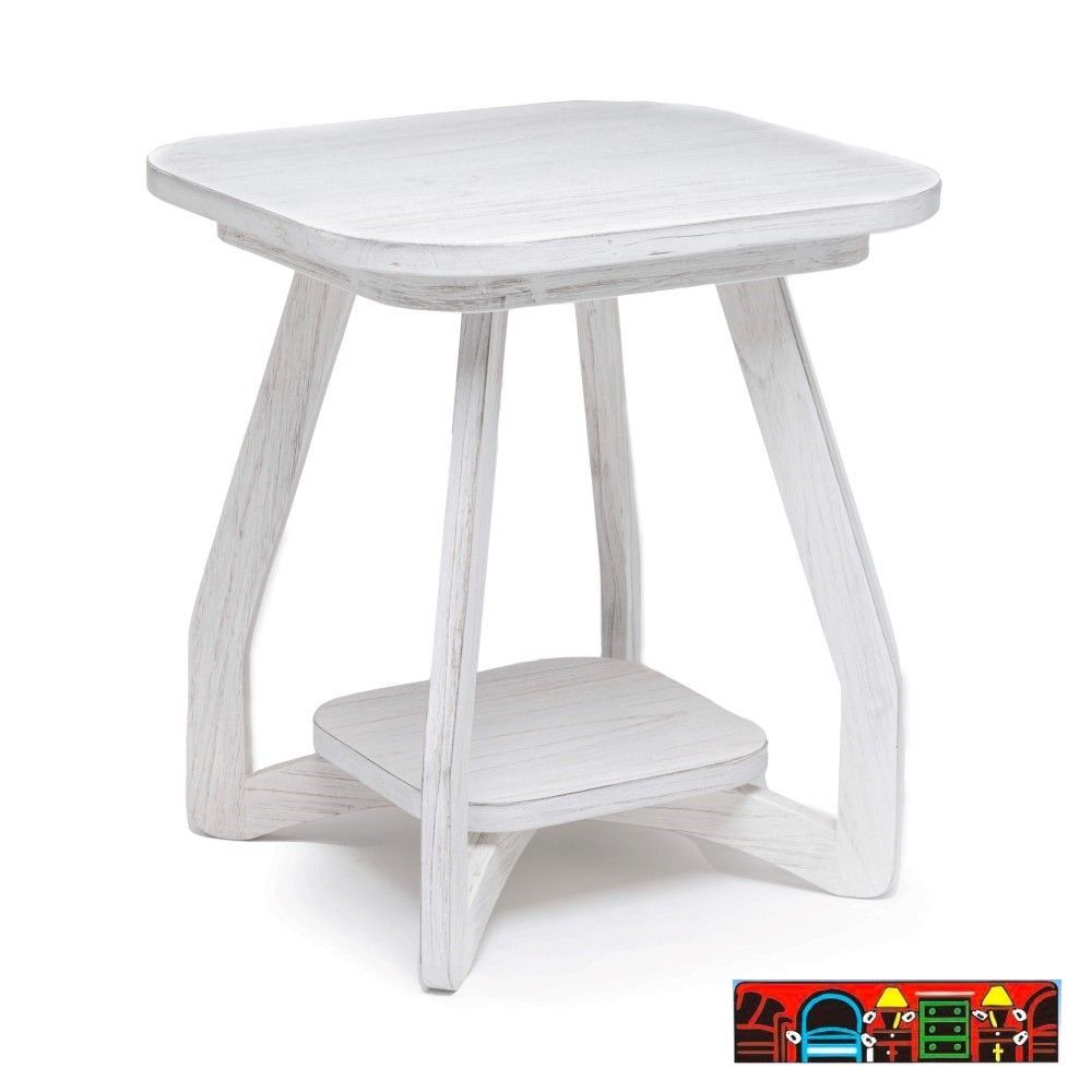 The Surfside End Table, featuring weathered white wood, is available for sale in Fort Myers, FL, at Bratz-CFW.