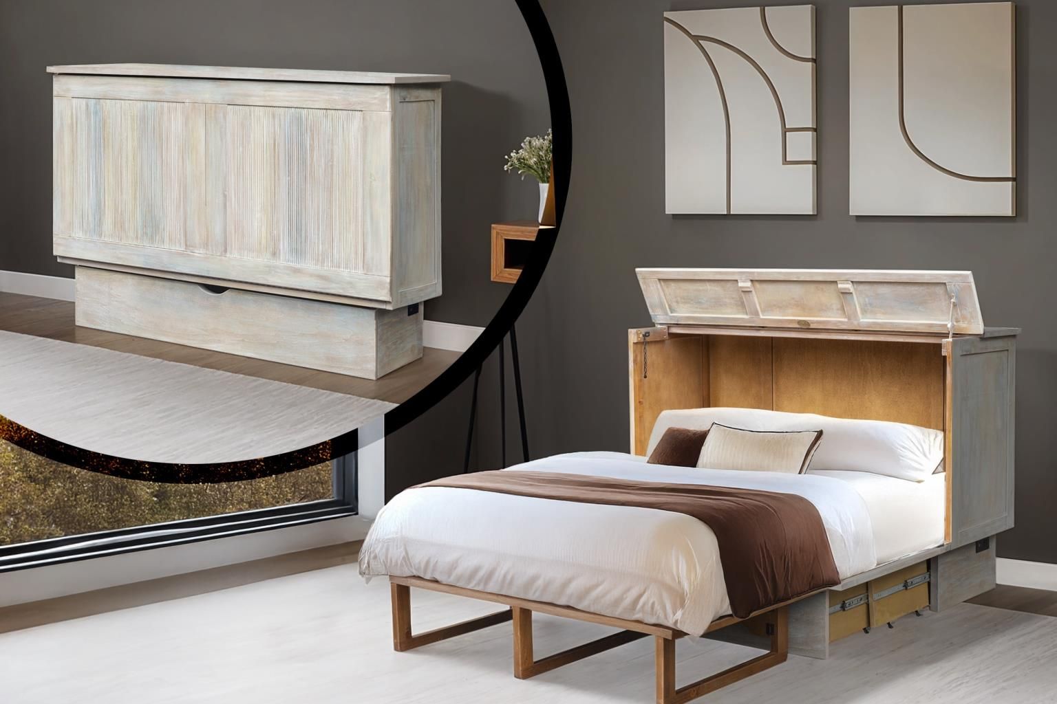 Multi-color cabinet bed with drawer on the bottom