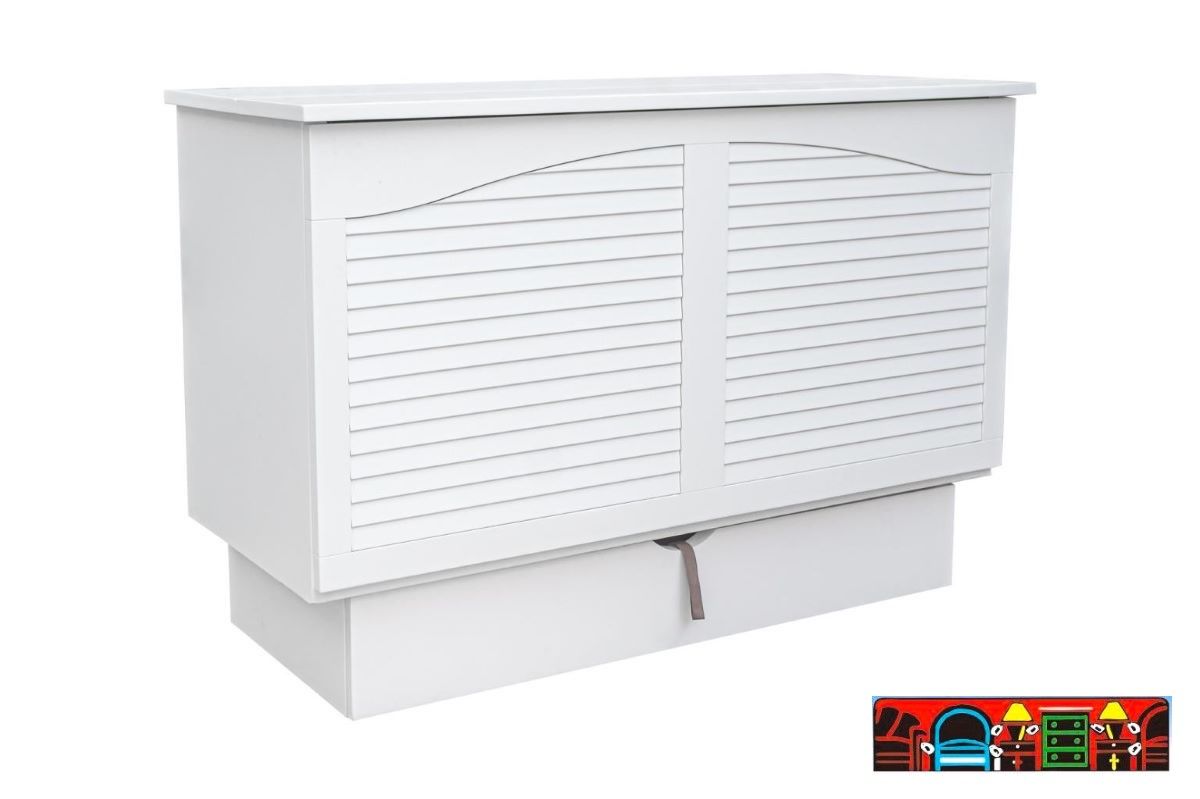 Cape Cod Sleep Cabinet in solid wood, featuring white finish with louver accents.
