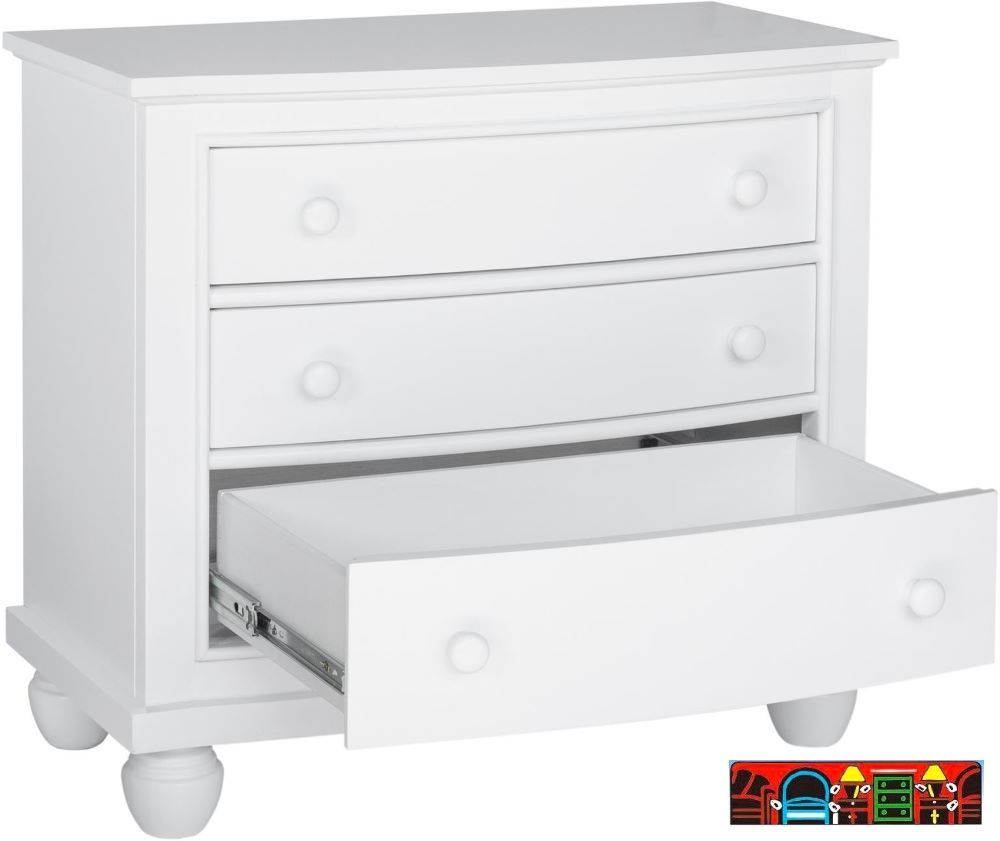 New Nantucket White Solid Wood 3 Drawer Nightstand