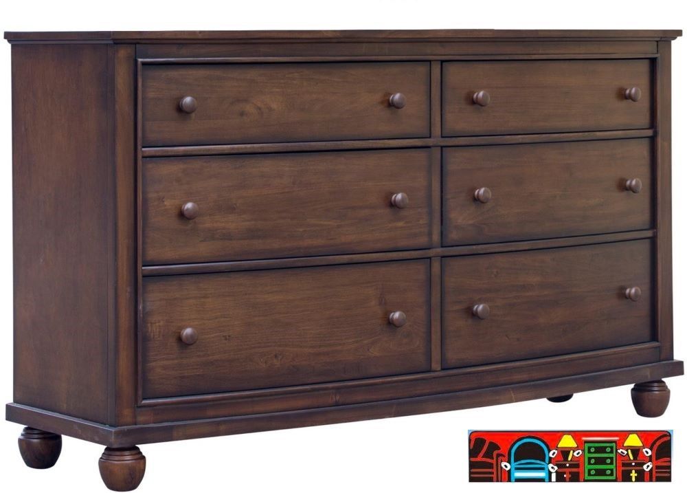 Nantucket Allspice Brown Solid Wood 6 Drawer Dresser with Dovetail Drawers and Full Extension Glides