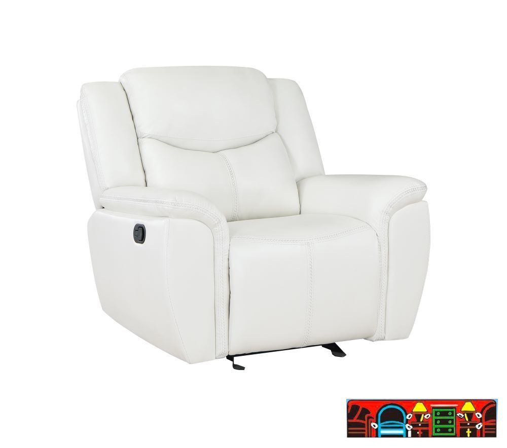 New Eric leather rocker recliner, in white