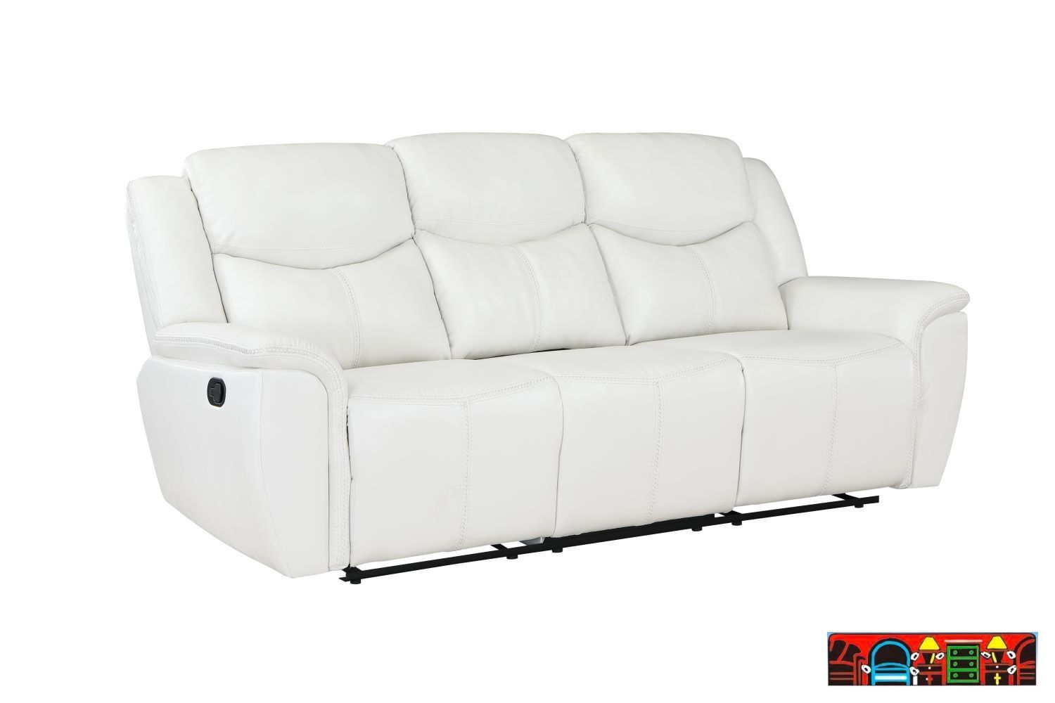 New Eric leather double reclining sofa, in white.