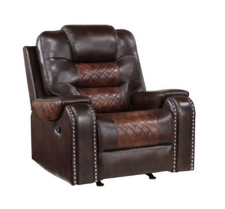 new dark brown two-tone hi-back manual rocker recliner