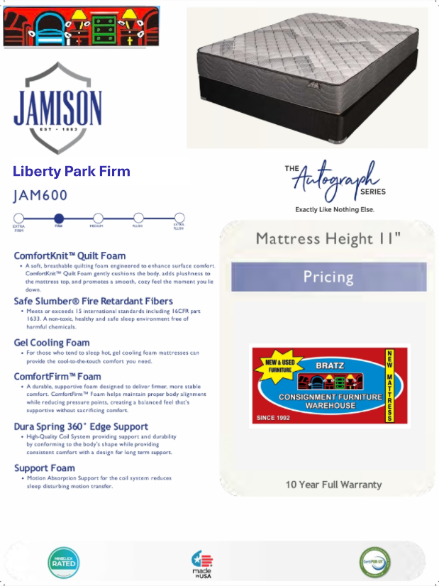 new jamison bedding liberty park firm mattress for sale at bratz consignment furniture warehouse in fort myers florida 33912