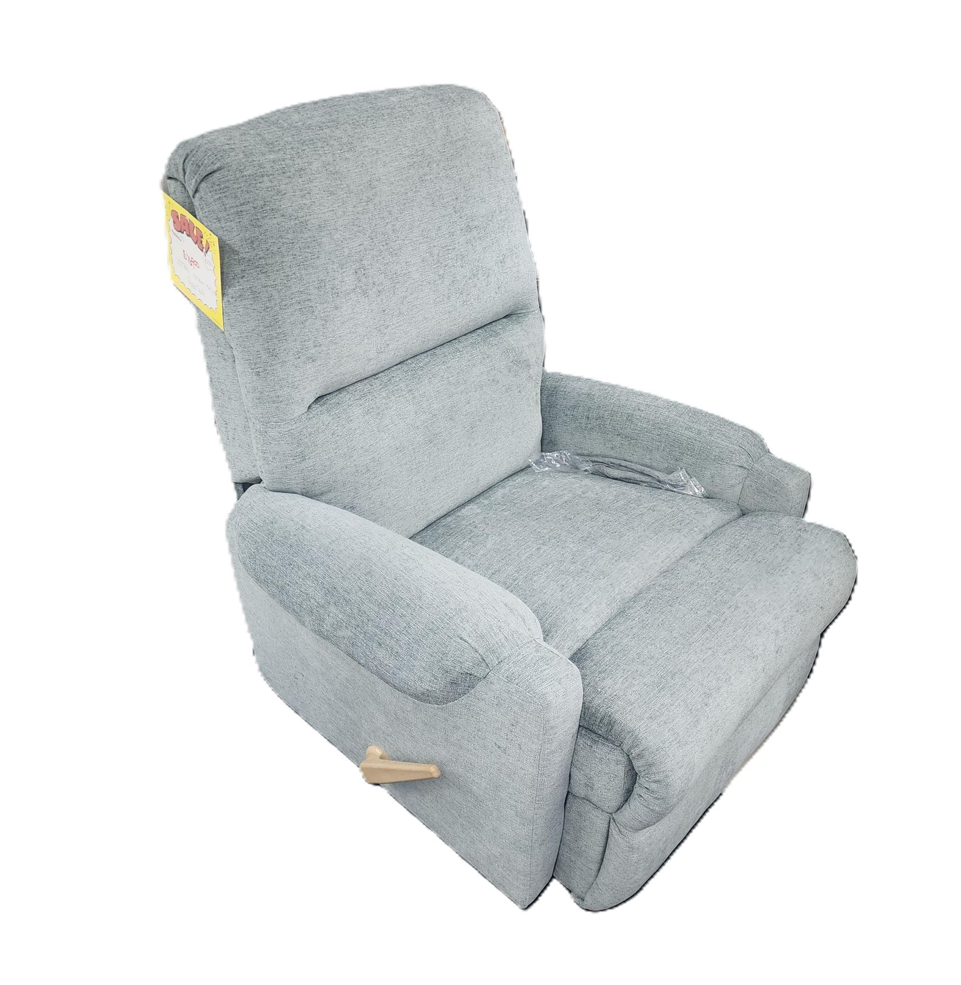 light green rocker recliner with arm covers and padded chaise footrest