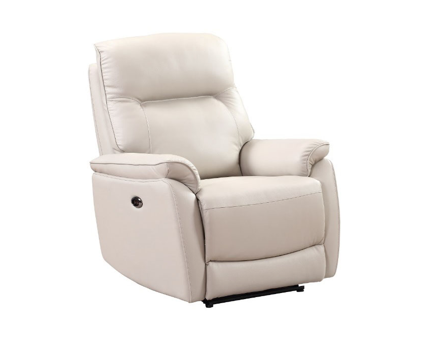 new hi-back grey leather power recliner
