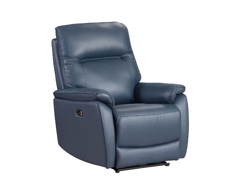 new hi-back navy-blue leather power recliner