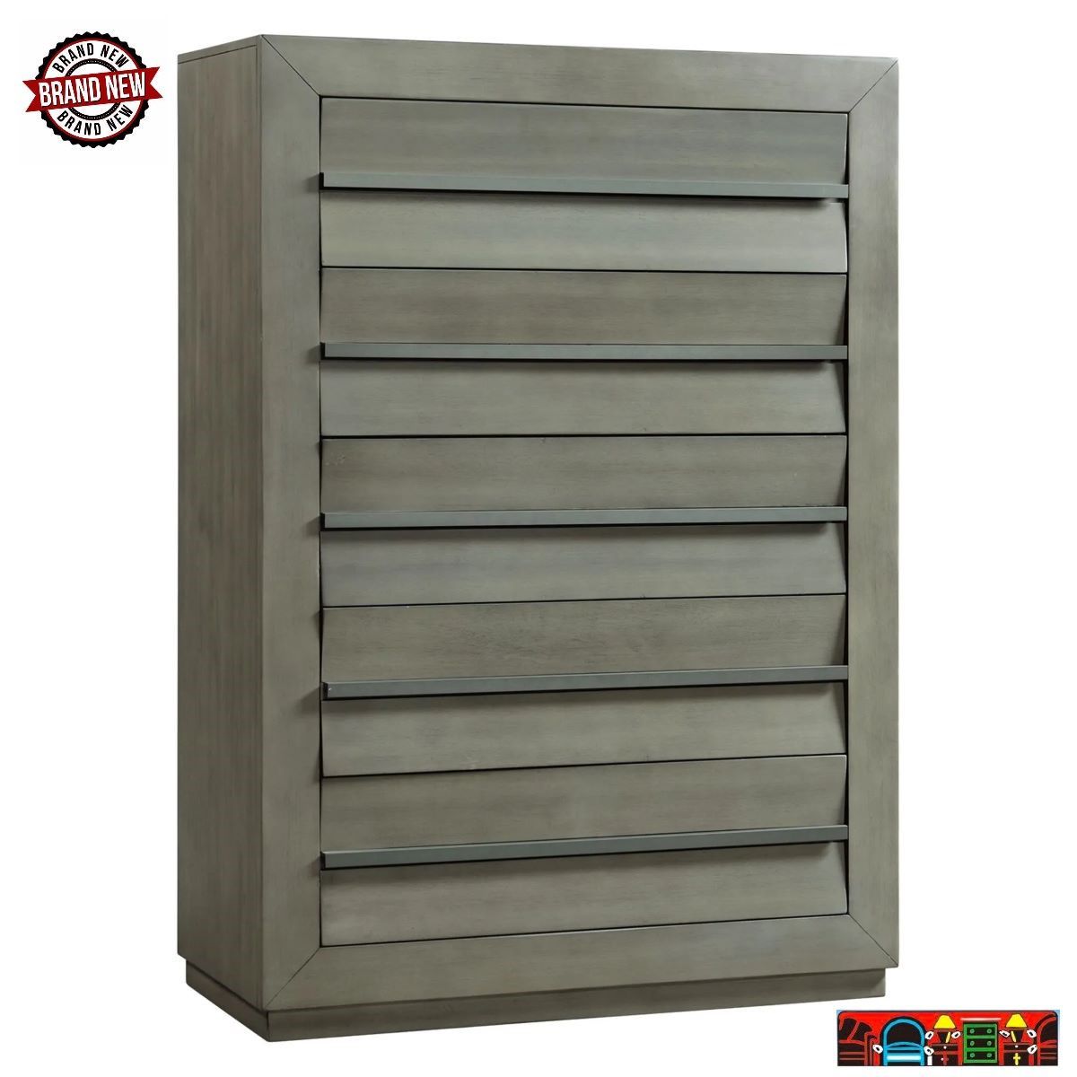 new grey modern 5 drawer chest for sale at bratz-cfw/fort myers fl.