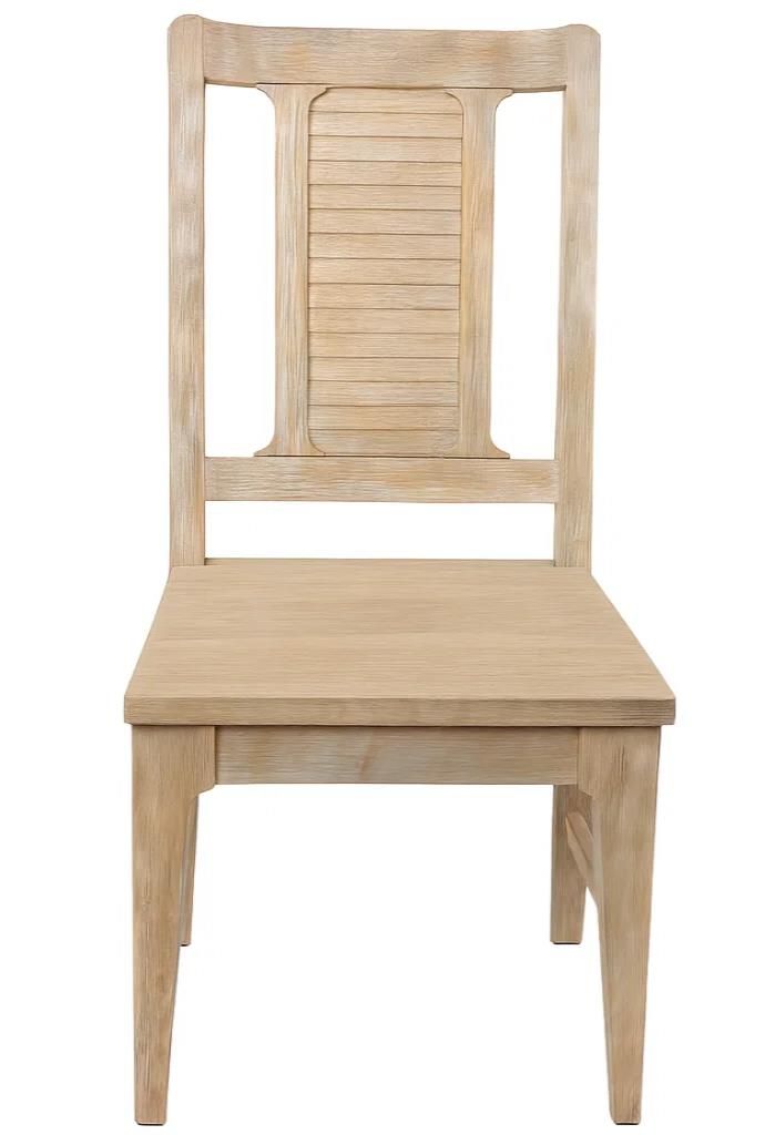 glazed driftwood side chair with louver center-back, wood seat