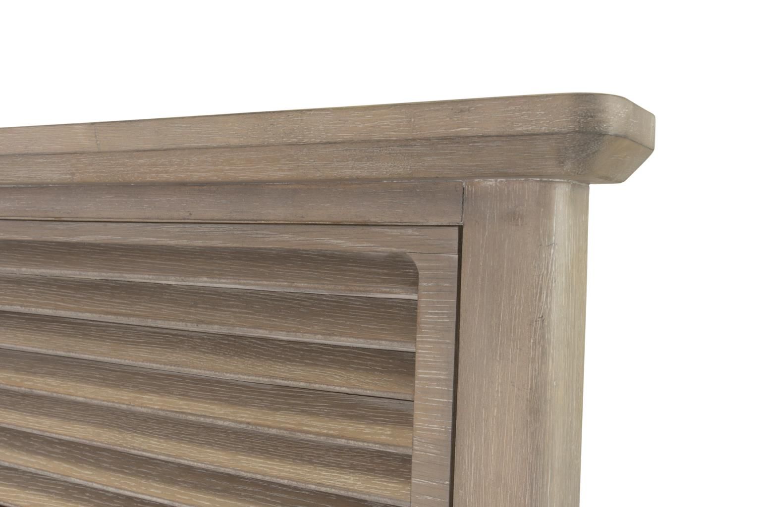 glazed driftwood storage bed close up