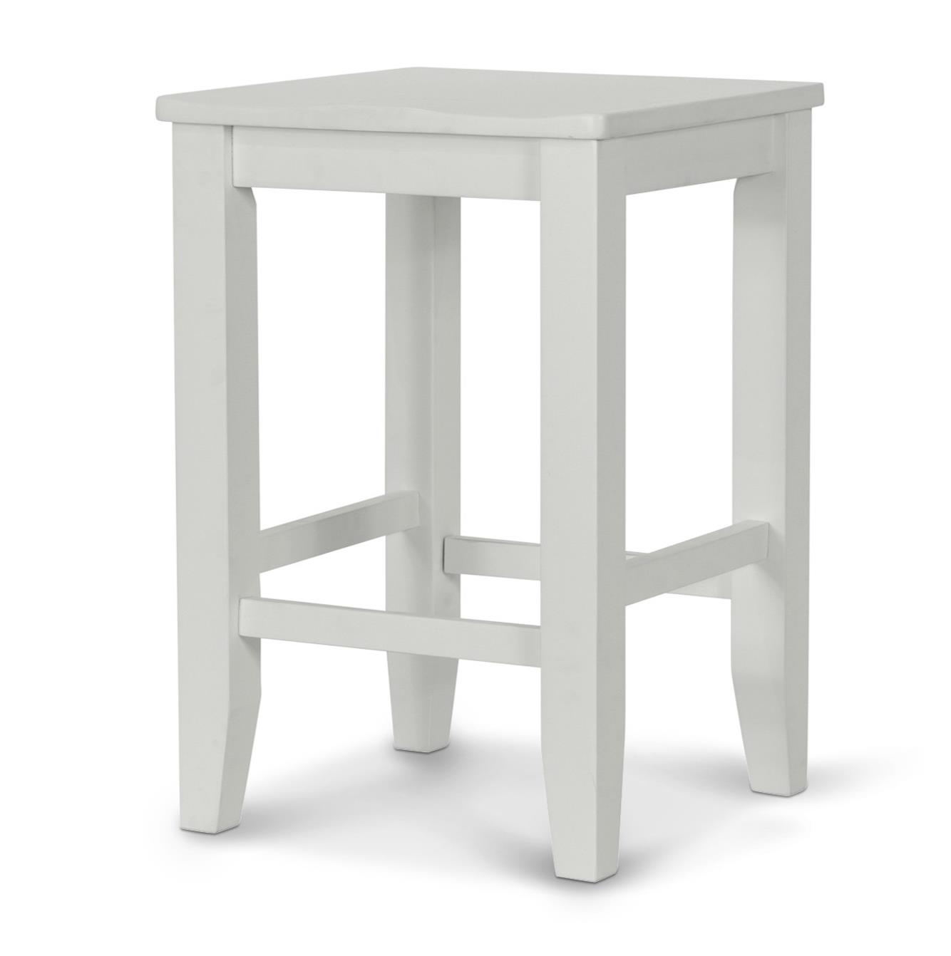  White wood square stool with 4 legs.