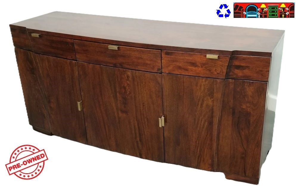 used dark wood buffet with 3 doors & 3 drawers with shelves  for sale at bratz-cfw fort myers fl.