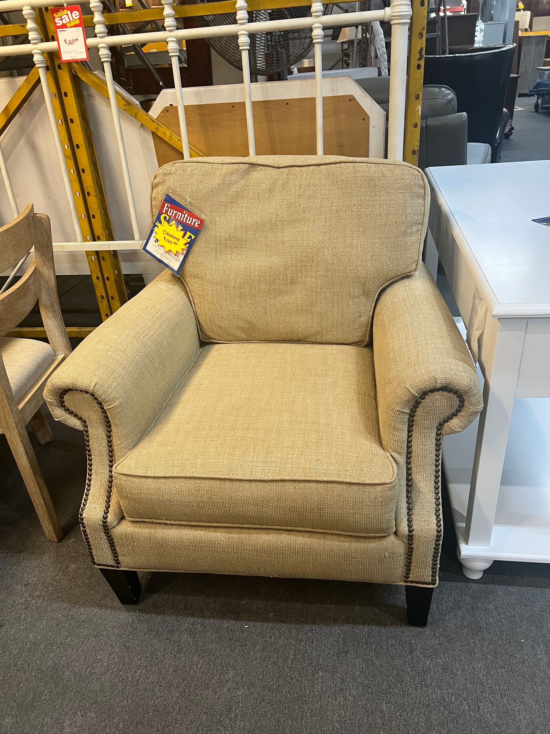 Yellow upholstered club chair