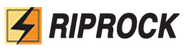 RIPROCK logo: black text with a lightning bolt logo.