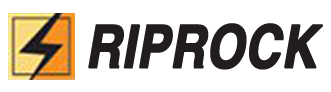 RIPROCK logo: black text with a lightning bolt logo.