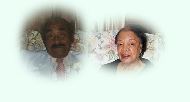 Two older adults, smiling. Man in suit, woman in dark top. Background: faded.