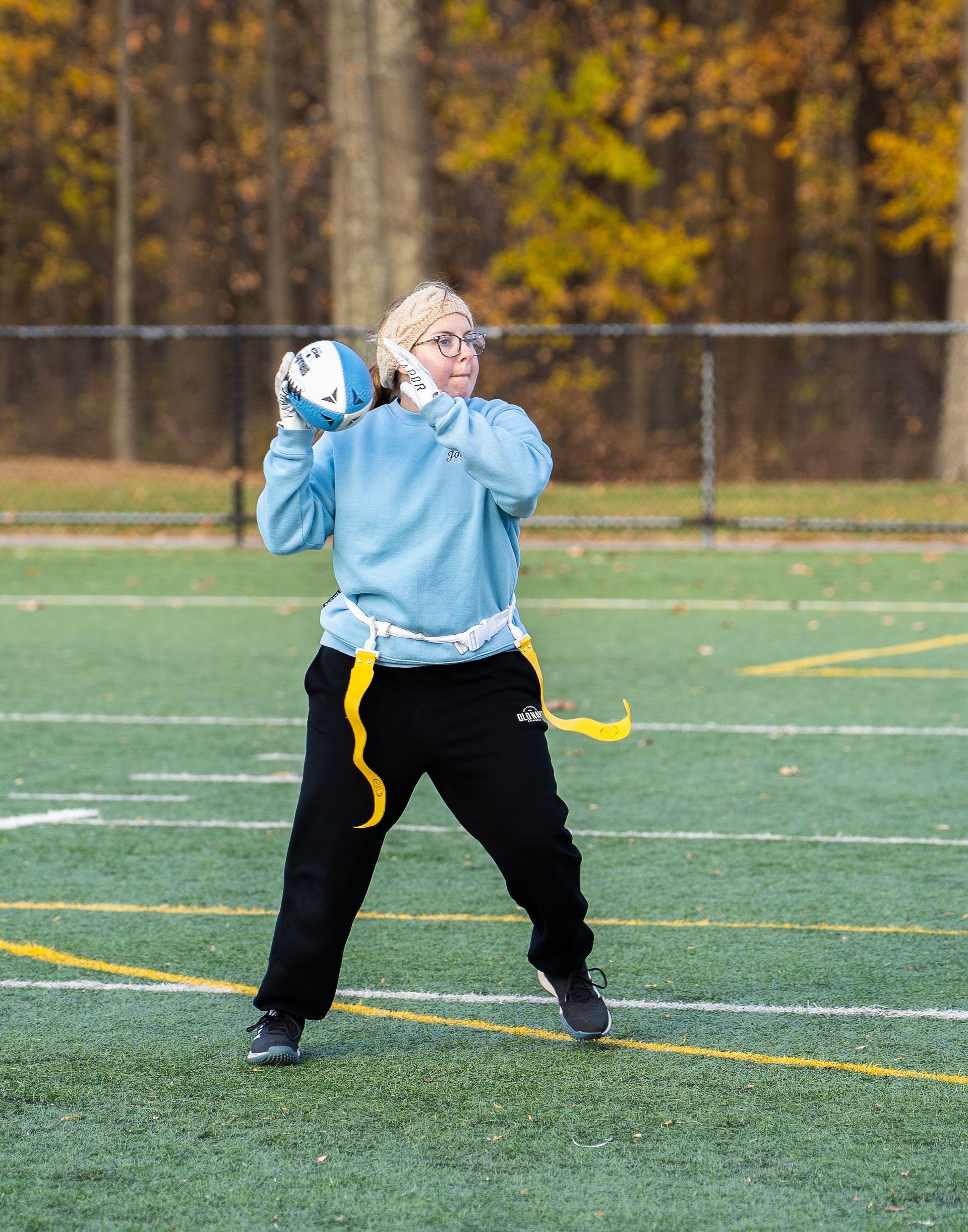 Adult flag football league game in Morris County, New Jersey