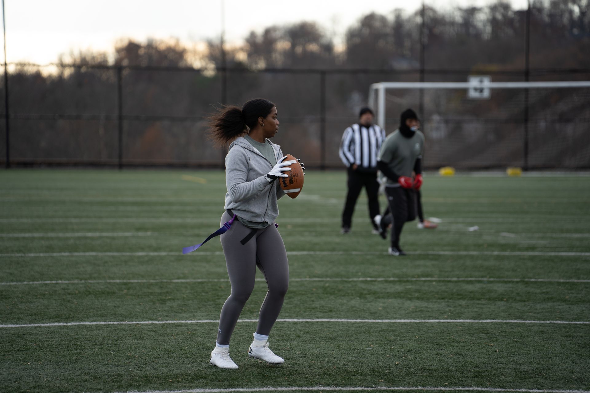 Adult flag football league game in Morris County, New Jersey