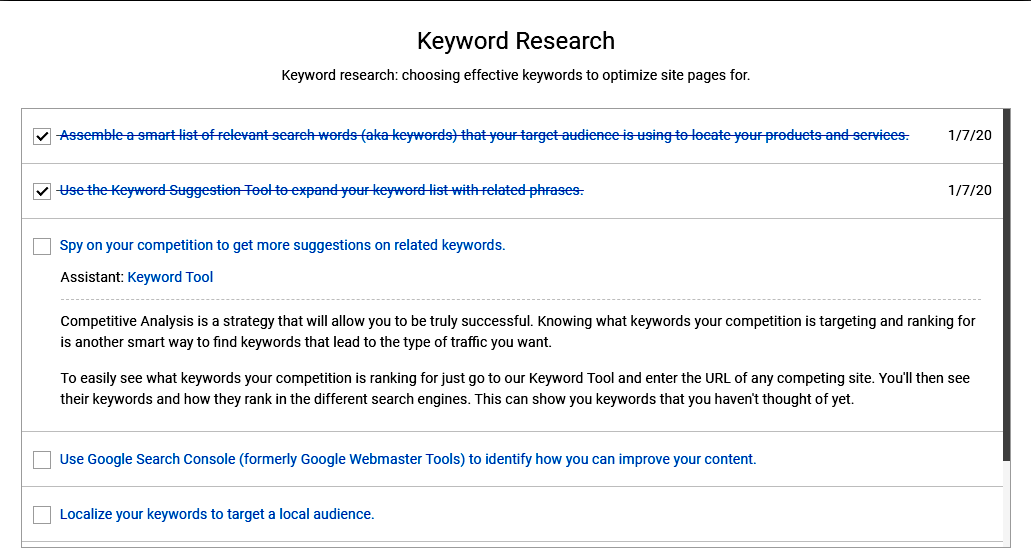 Keywords Research Task Overview