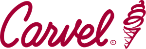 a red carvel logo on a white background