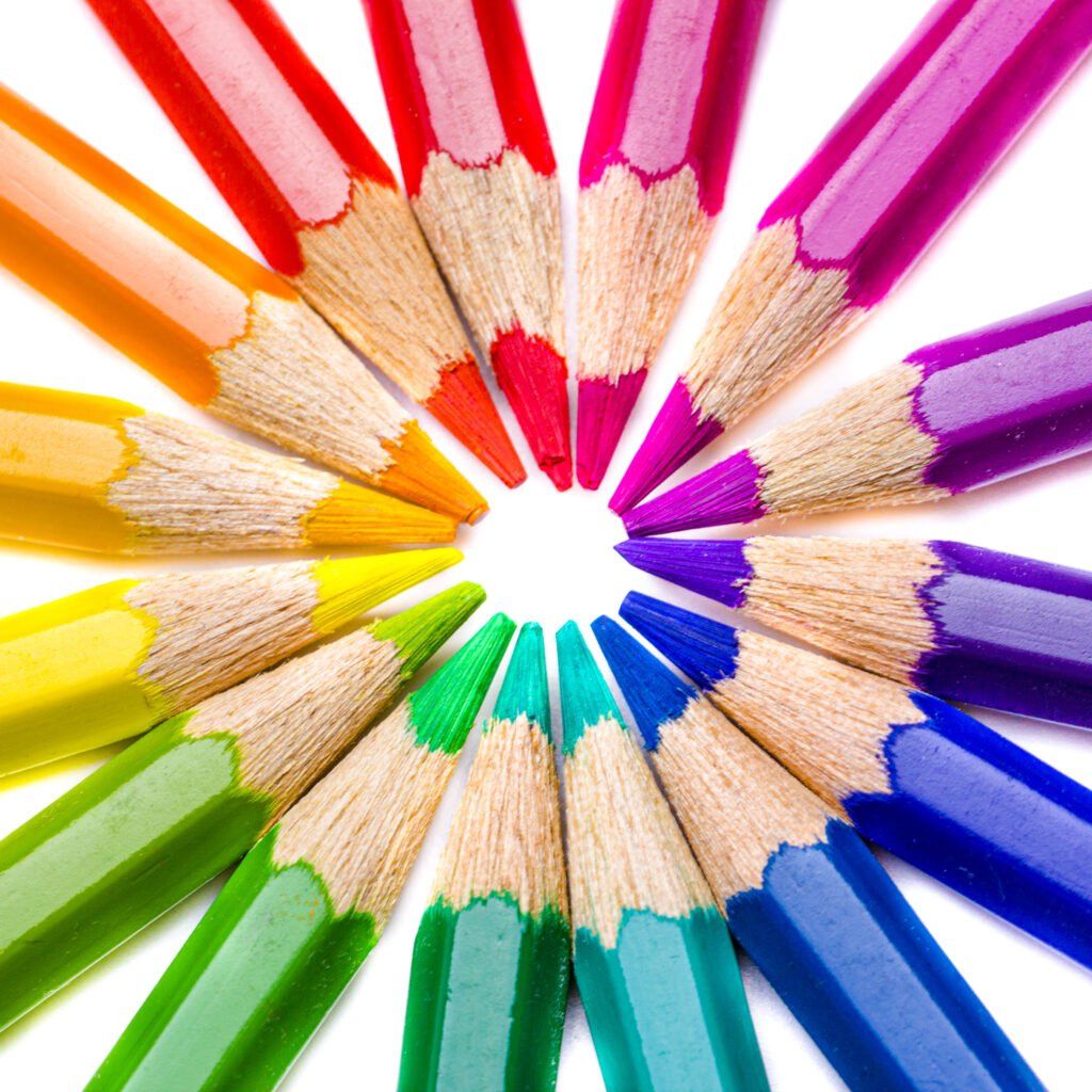 rainbow of colored pencils