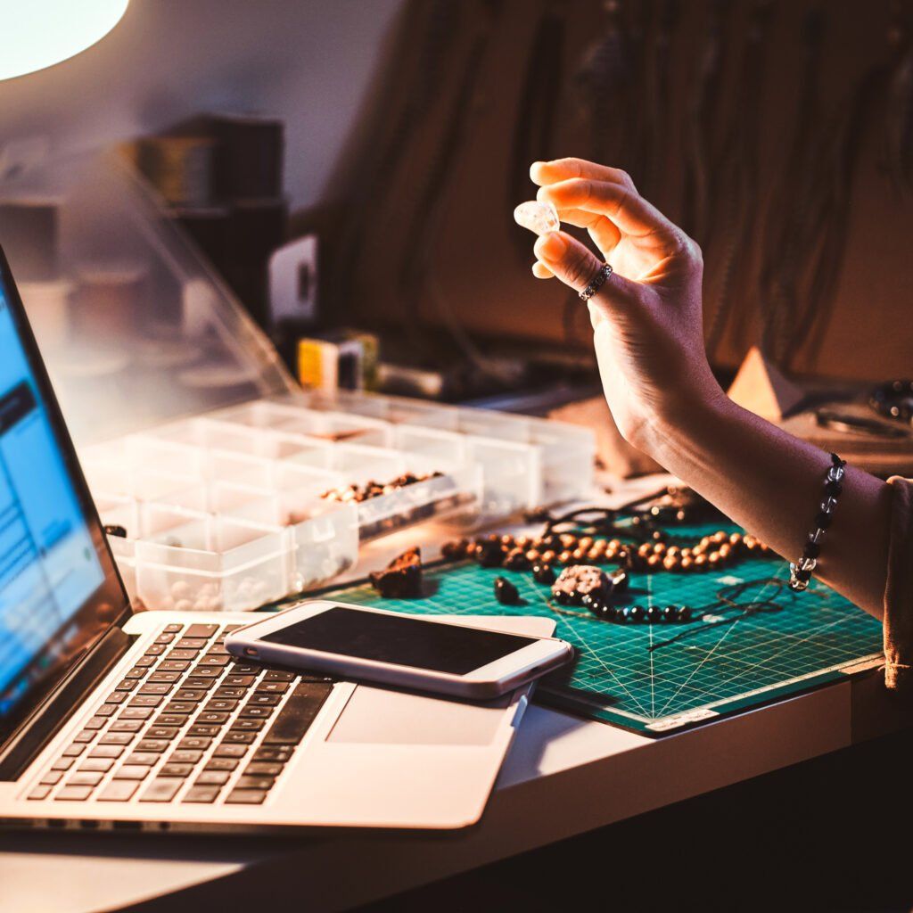 A jeweler inspecting a stone