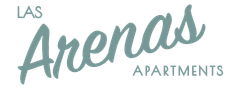 Las Arenas Apartments logo in teal on white.